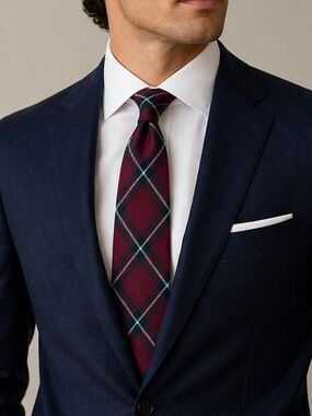 YSL Yves Saint Laurent Tie Heather Mist Wool Blend Plaid ITALY